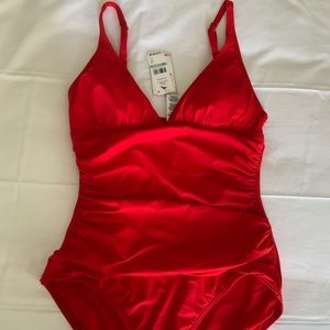 Women’s red one piece bathing suit